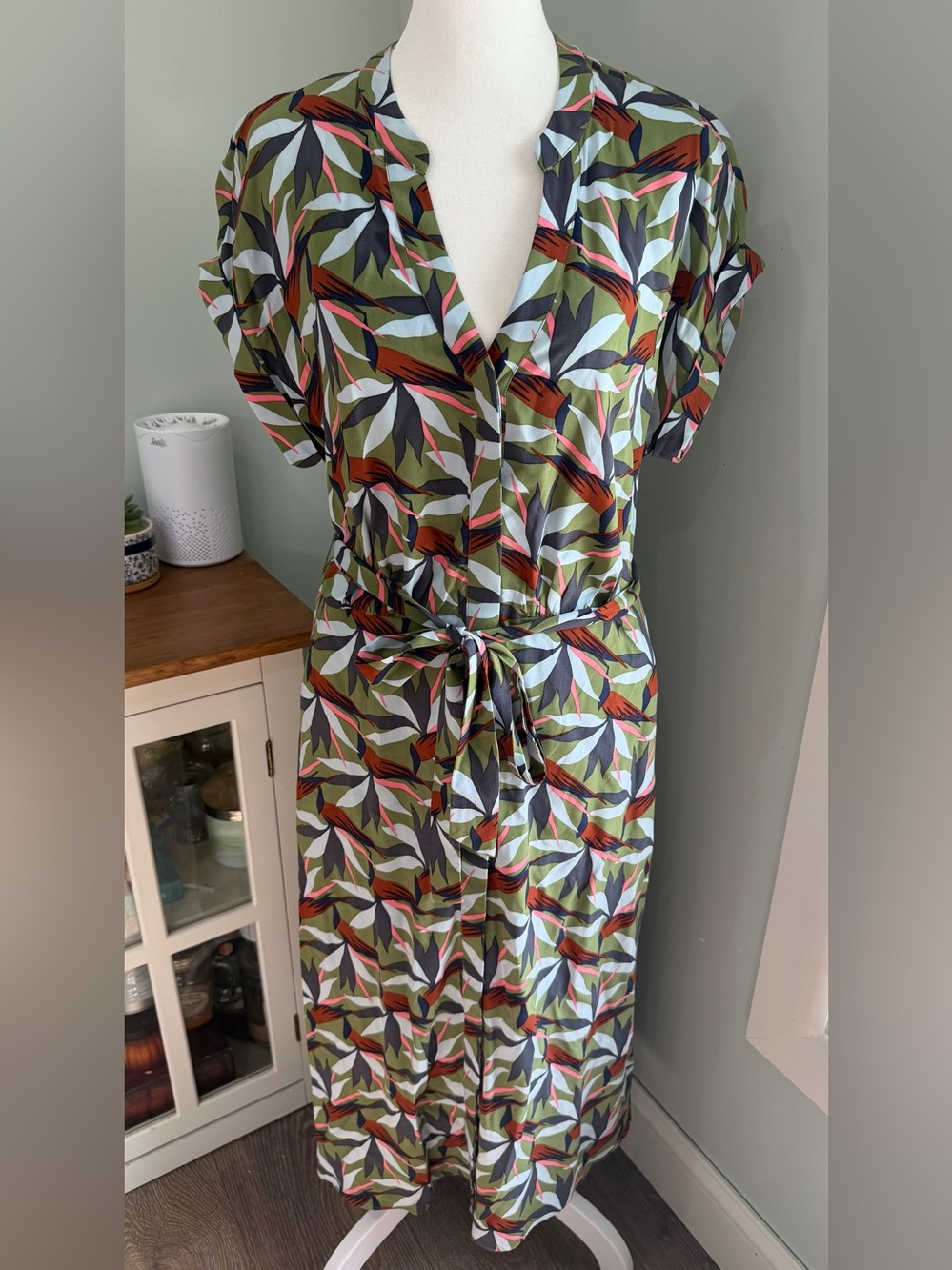 Boden Nicola Short Sleeve Shirtdress Bird Of Paradise Tropical Belted US8